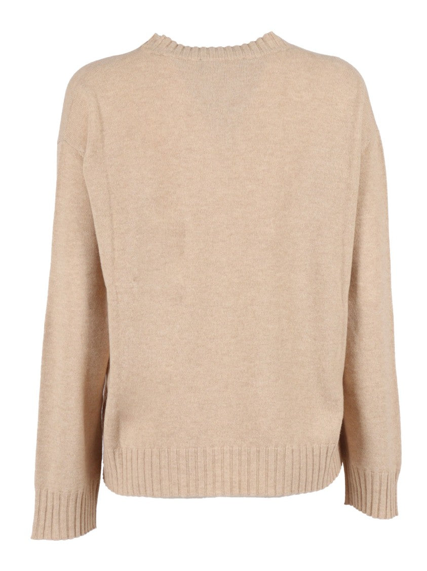 Fabiana Filippi Platinum-Hued Crew Neck Sweater With Ribbed Details
