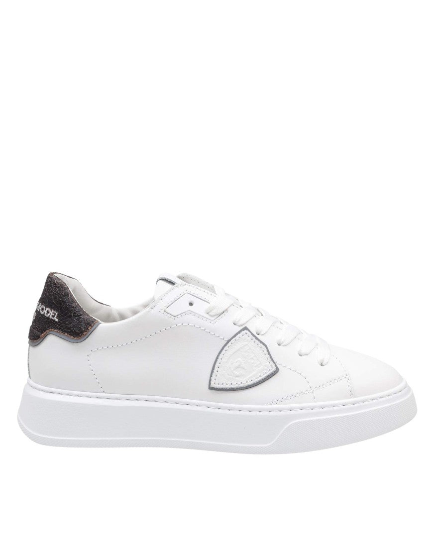Philippe Model Temple Low Leather Sneakers, Black And White
