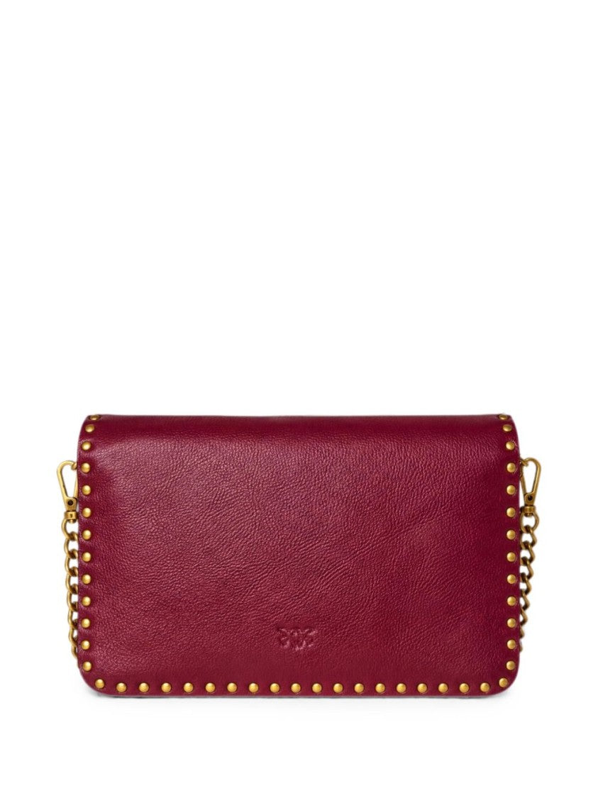 Pinko Burgundy Love One Slouchy Rectangular Leather Handbag