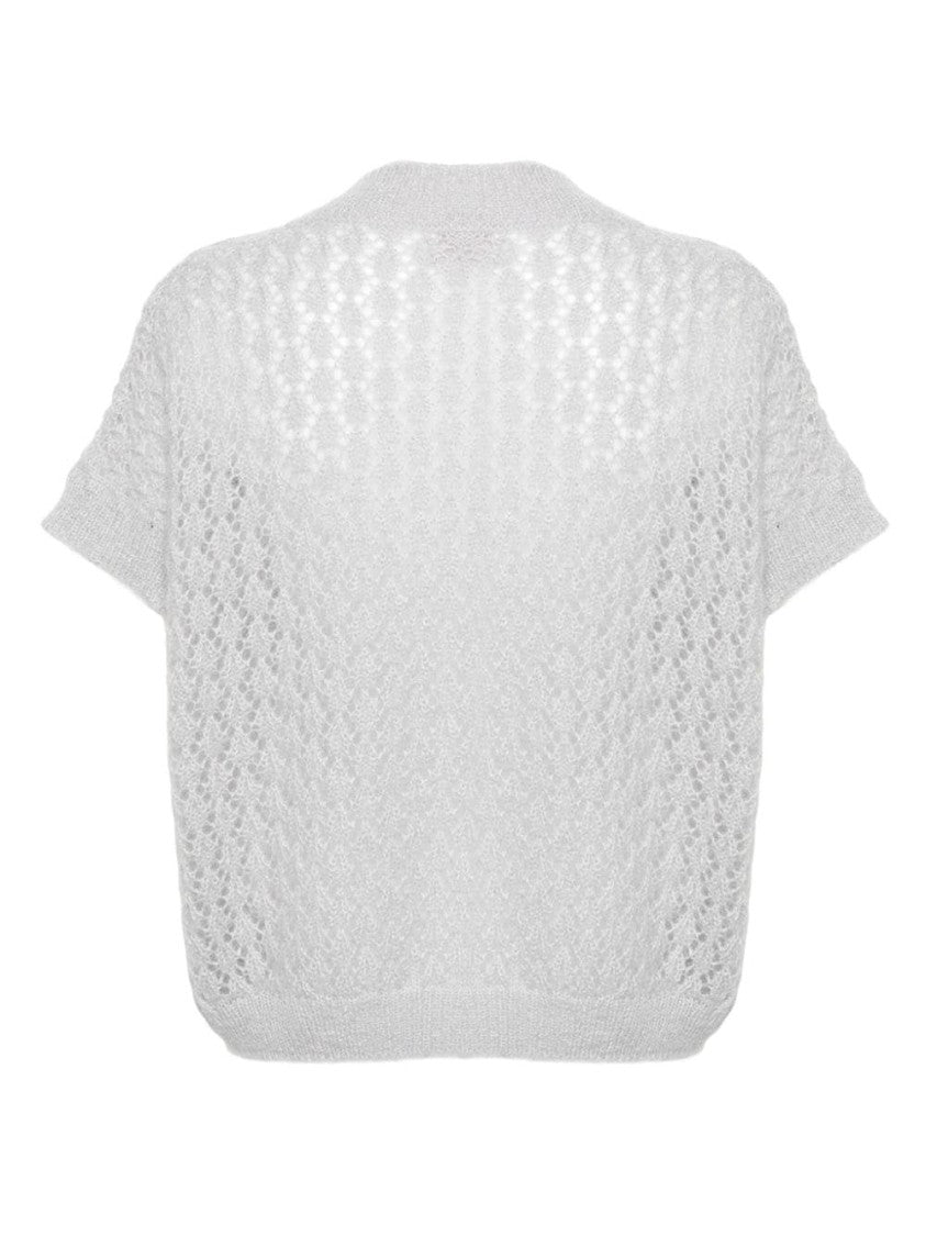 Eleventy Sleeveless V-Neck Knitwear With Open-Knit Detail