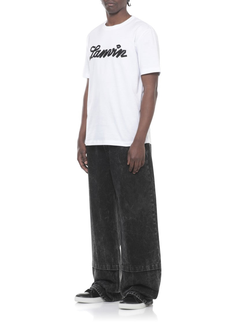 Lanvin White Embossed Logo Cotton T-Shirt