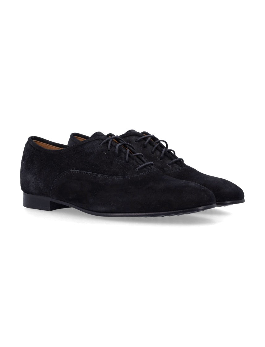 Pedro Garcia Black Gerti Suede Lace-Up Flats