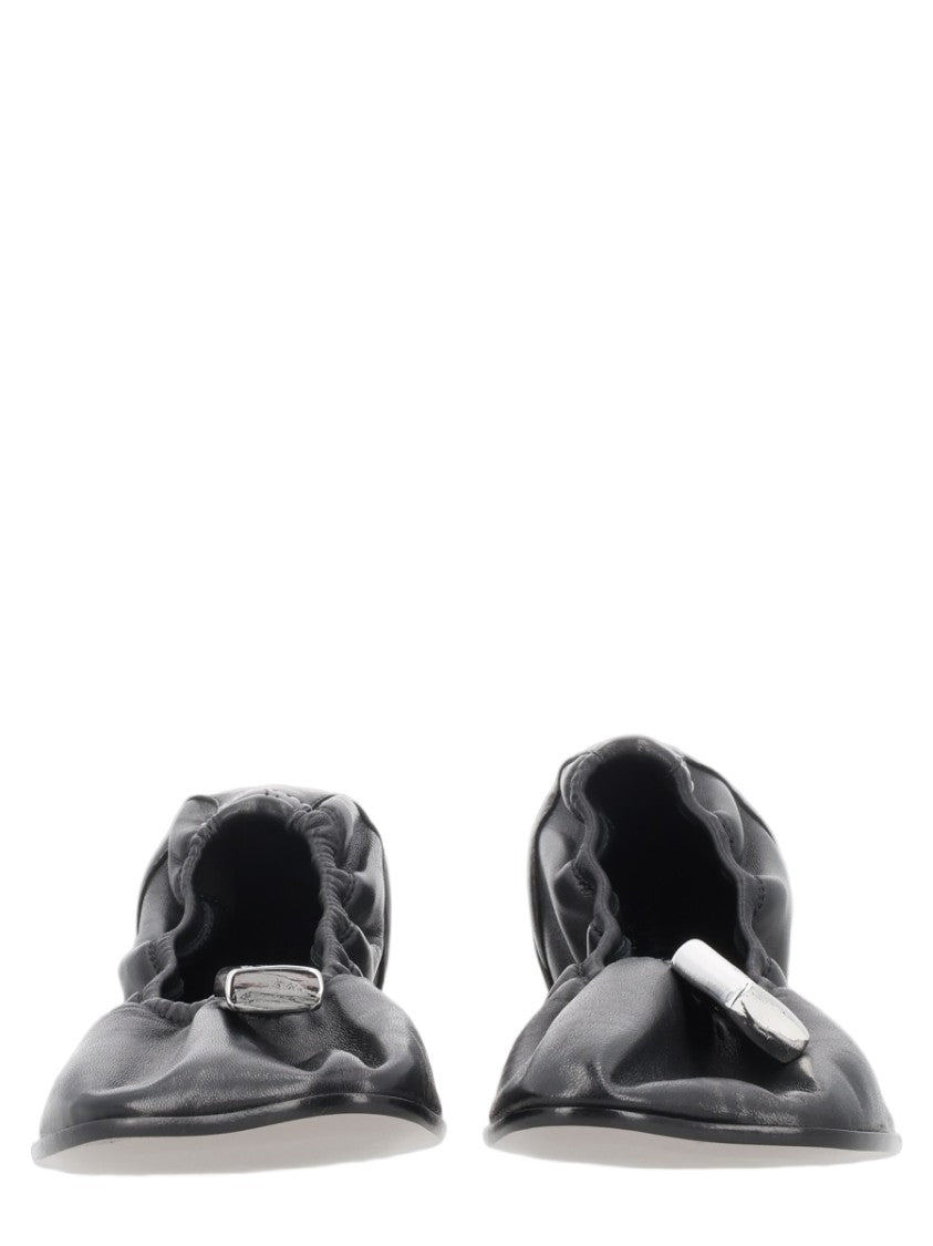 Mm6 By Maison Margiela Soft Gathered Leather Flats With Metallic Accent