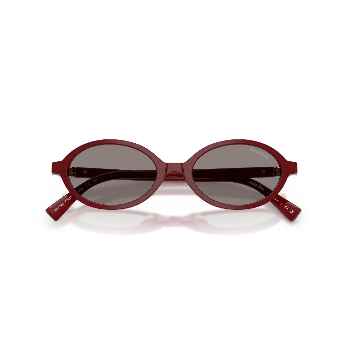 Miu Miu 0Mu 04Zs Oval Burgundy Acetate Sunglasses