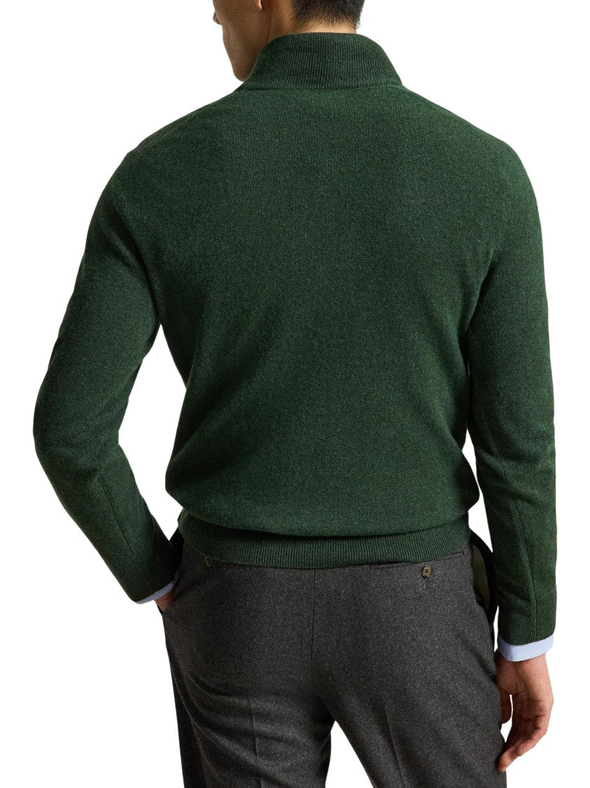 Polo Ralph Lauren Deep Green Quarter-Zip Pullover With Embroidered Pony Detail