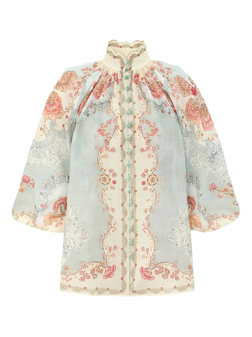 Zimmermann Floral Paisley Mini Dress With Scalloped Edges