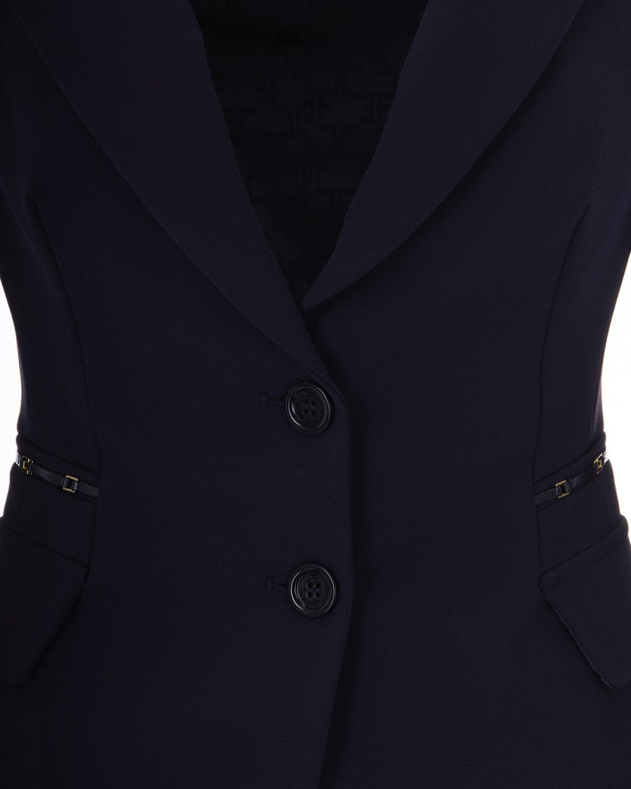 Elisabetta Franchi Blue Monocromatico Polyester Blazer