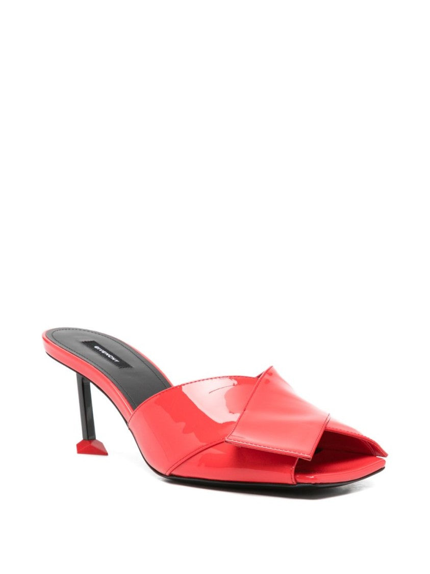 Givenchy Geometric Kitten Heel Sandals With Glossy Patent Finish
