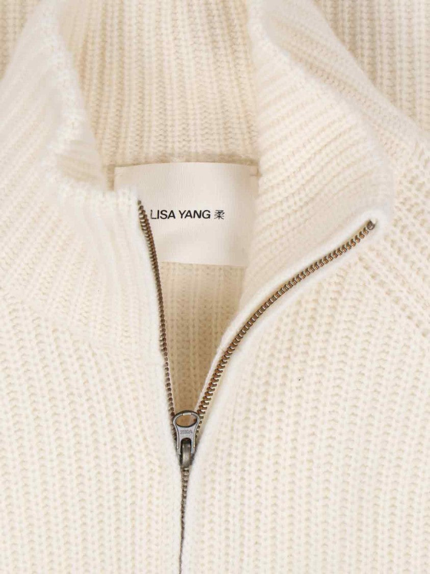 Lisa Yang "Sadie" Zip-Up Sweater Cream