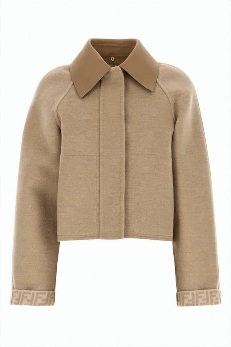 Fendi Cropped Structured Jacket With Monogram Cuffs