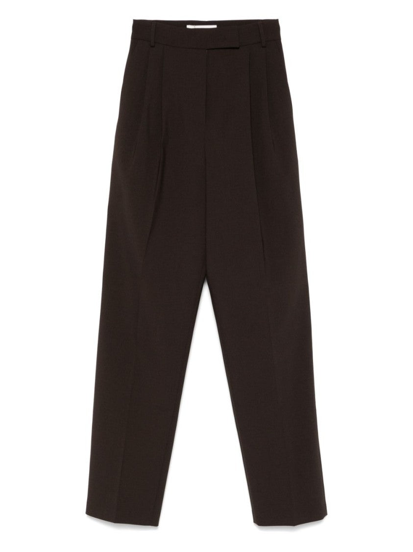 The Frankie Shop Brown Tailored Suit Pants With Pleat Detail