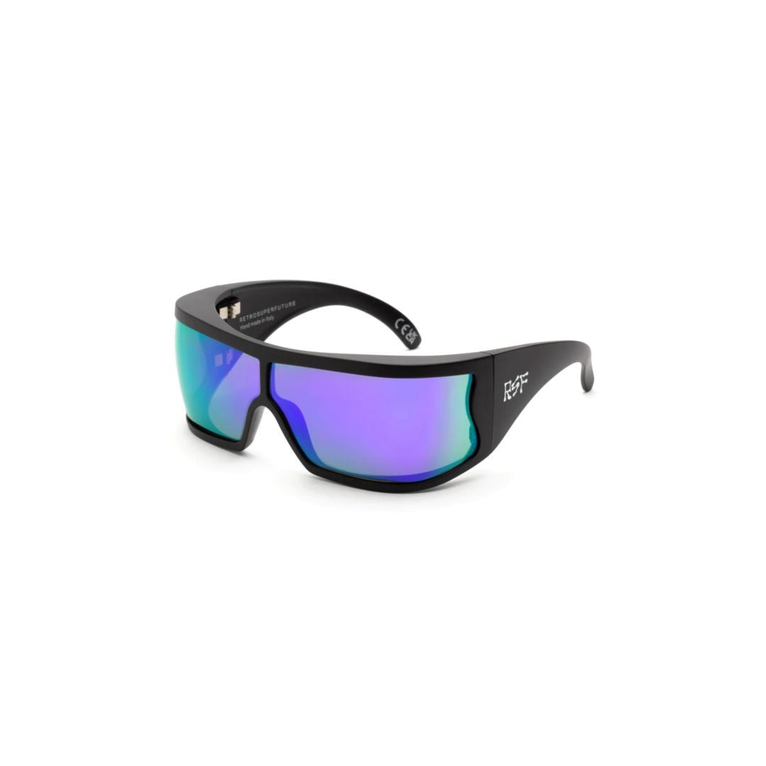 Retrosuperfuture Bones Obsidian Wraparound Sunglasses
