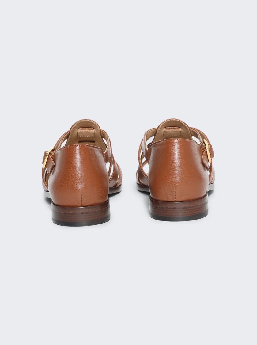 Valentino Studshield Fisherman Calfskin Sandal Tobacco