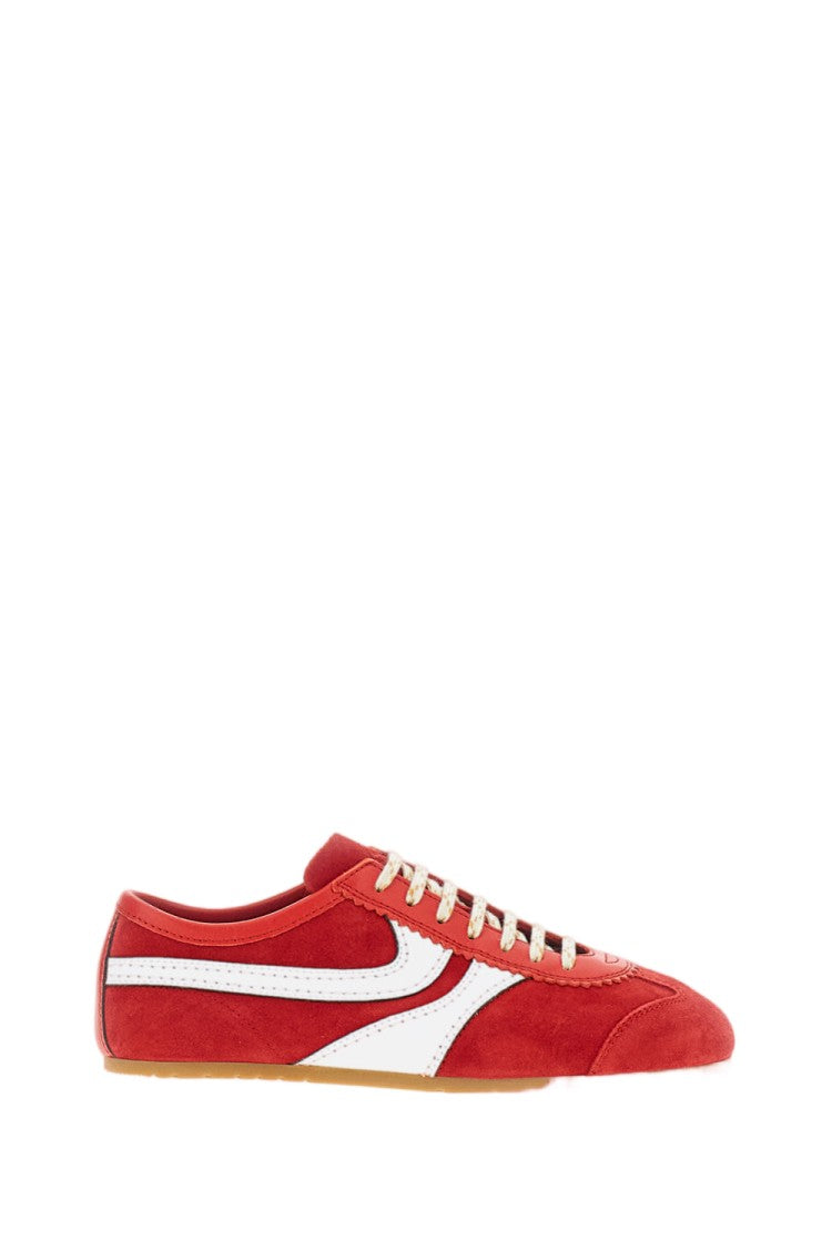 Dries Van Noten Red Suede Low-Top Sneakers