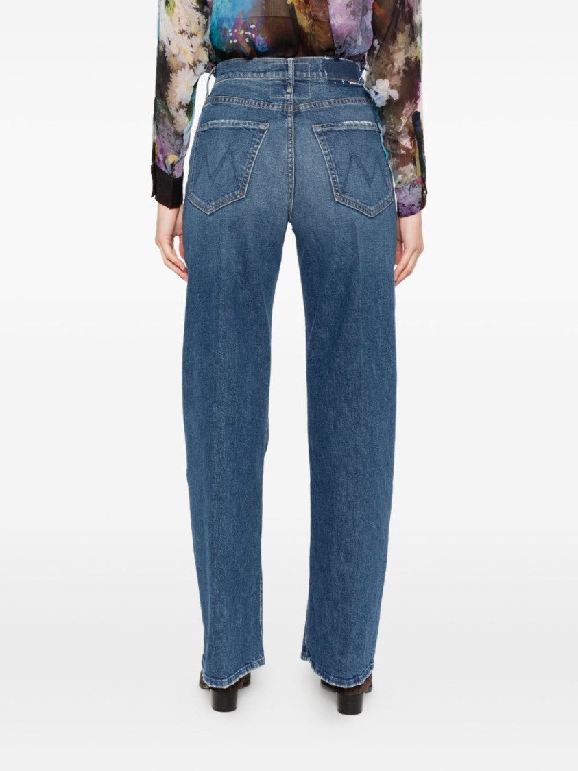 Mother Mid-Rise Straight-Leg Jeans With Distinctive Stitched Detailing
