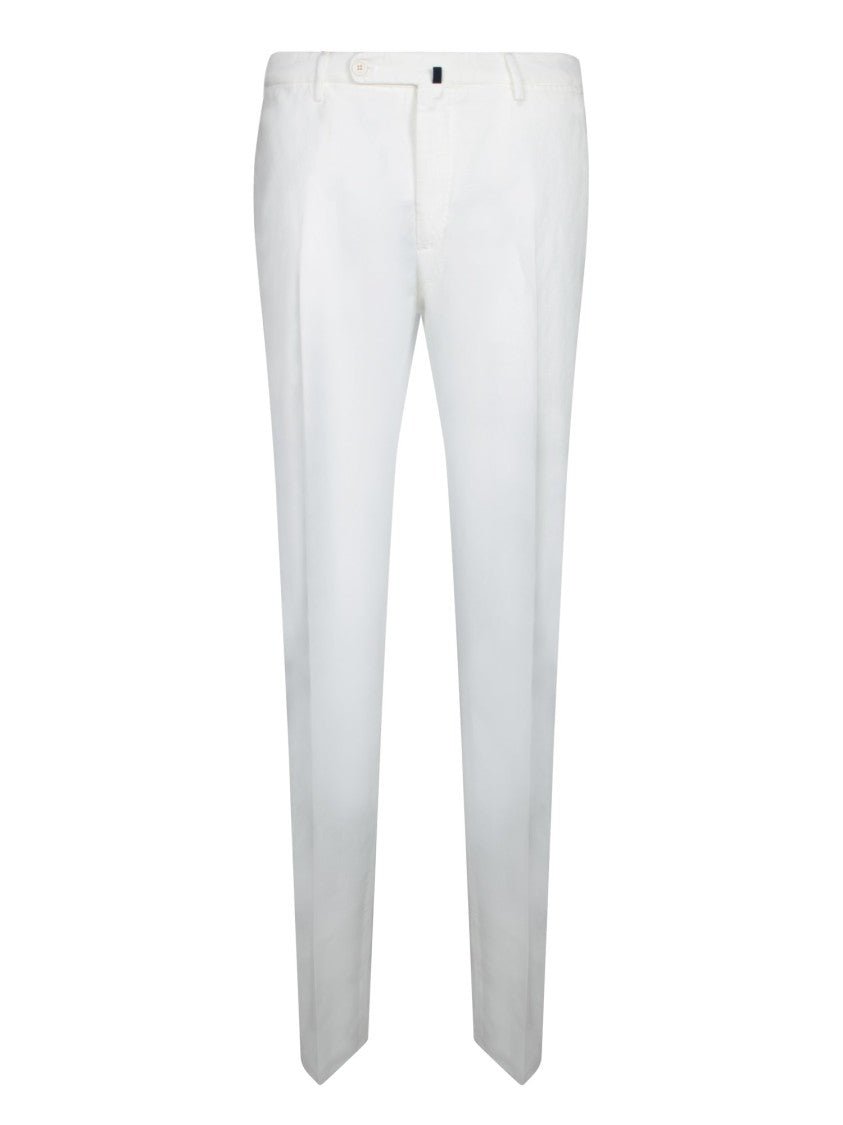 Incotex Tailored White Trousers In Breathable Linen-Cotton Blend