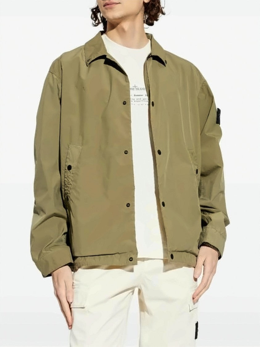 Stone Island Lightweight Brown Jacket With Button-Up Front