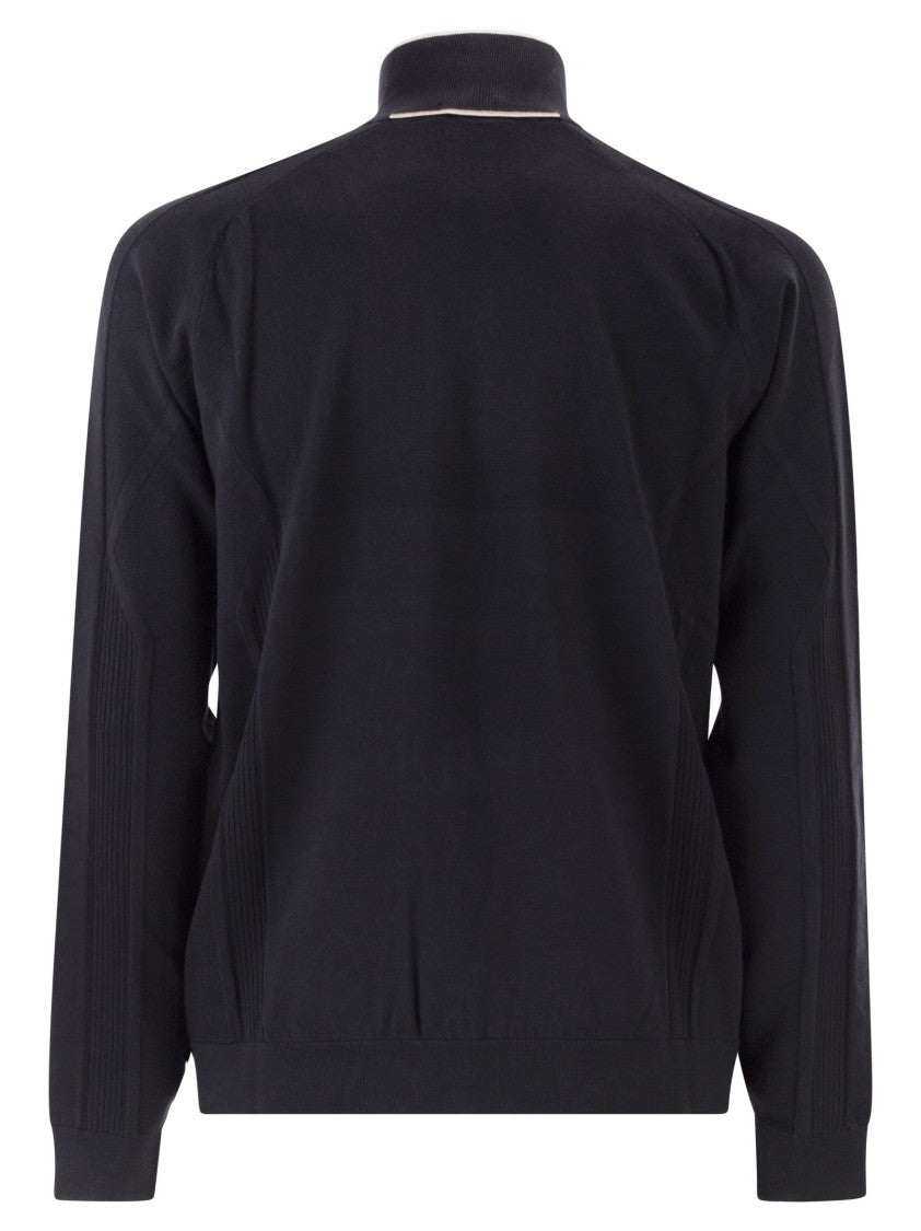 Boss Regular Fit Black Sweater With Technical Knitwork
