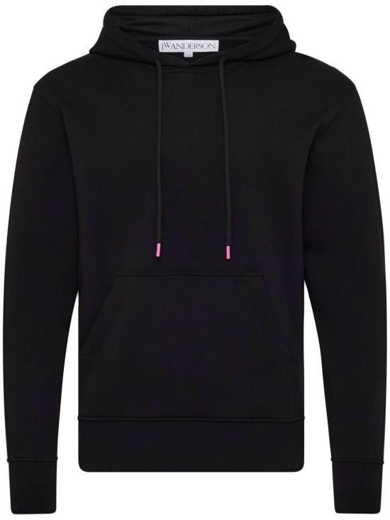 J. W. Anderson Classic Black Hoodie With Drawstring And Pink Accents