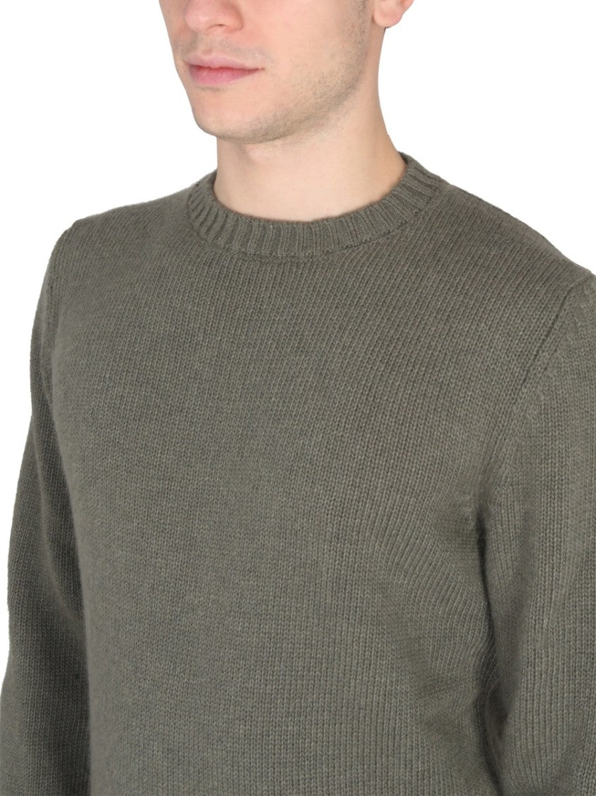 Pt Torino Cross-Neck Ribbed Knit Sweater In Green