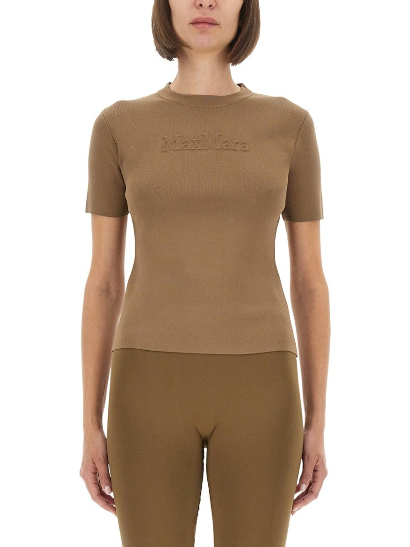 Max Mara Adelio Slim-Fit Brown Viscose-Blend T-Shirt