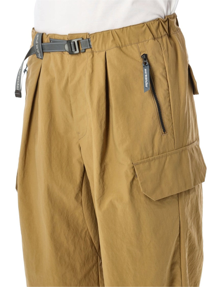 And Wander Beige Technical Fabric Cargo Pants With Integrated Belt