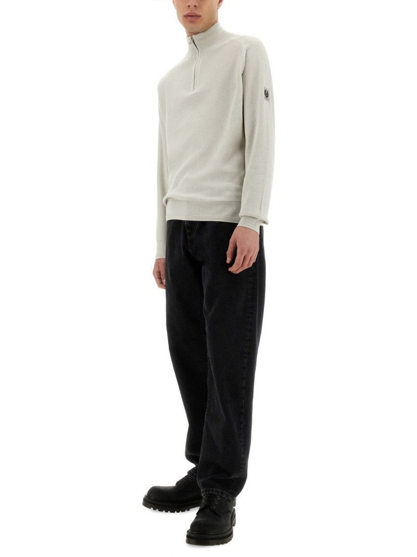 Belstaff Textured Cotton Shirt With High Collar