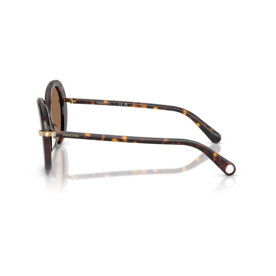Swarovski 0Sk6059 Oversized Tortoiseshell Sunglasses With Crystal Accents