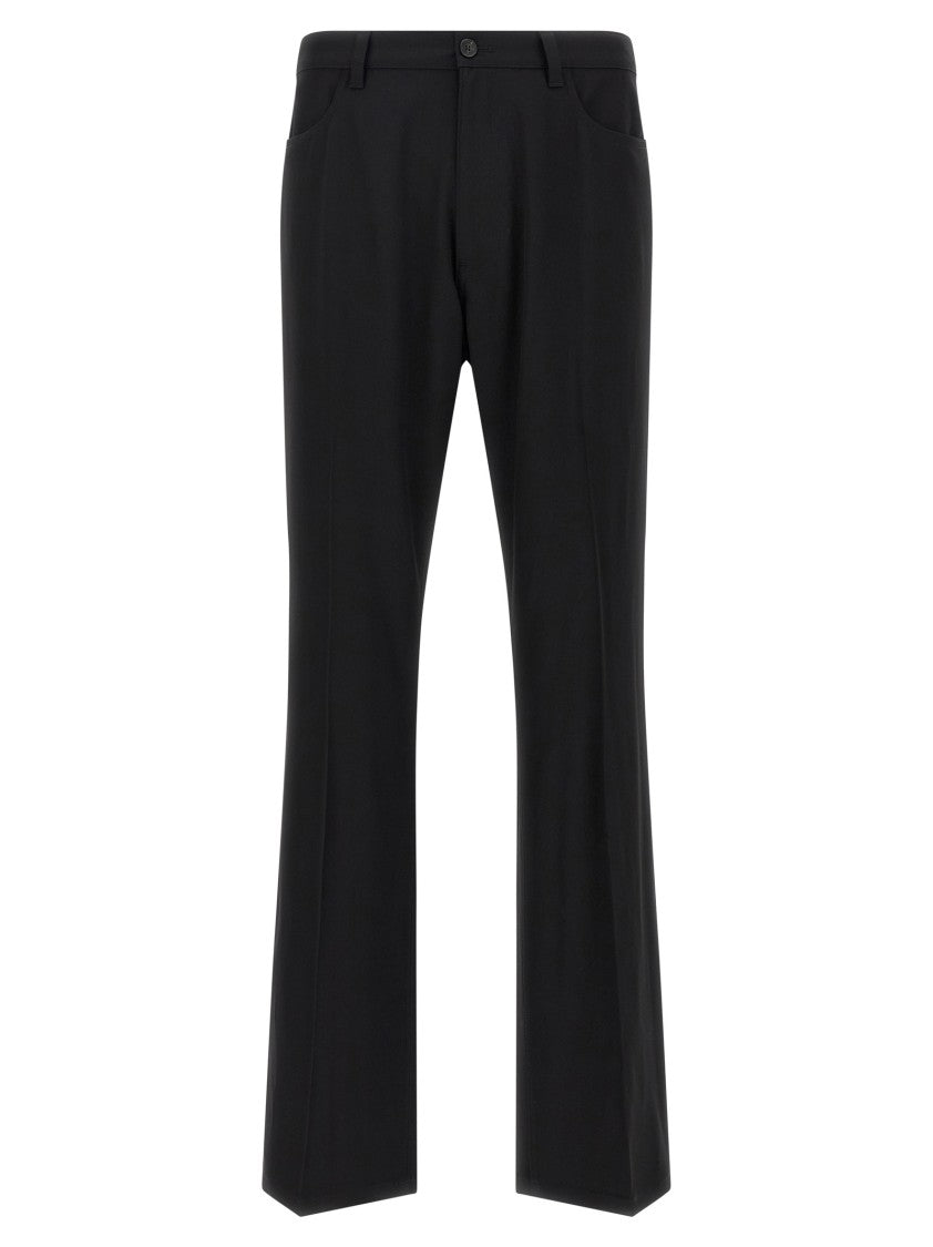 Balenciaga Ruffled Leg Stretch Wool Twill Pants