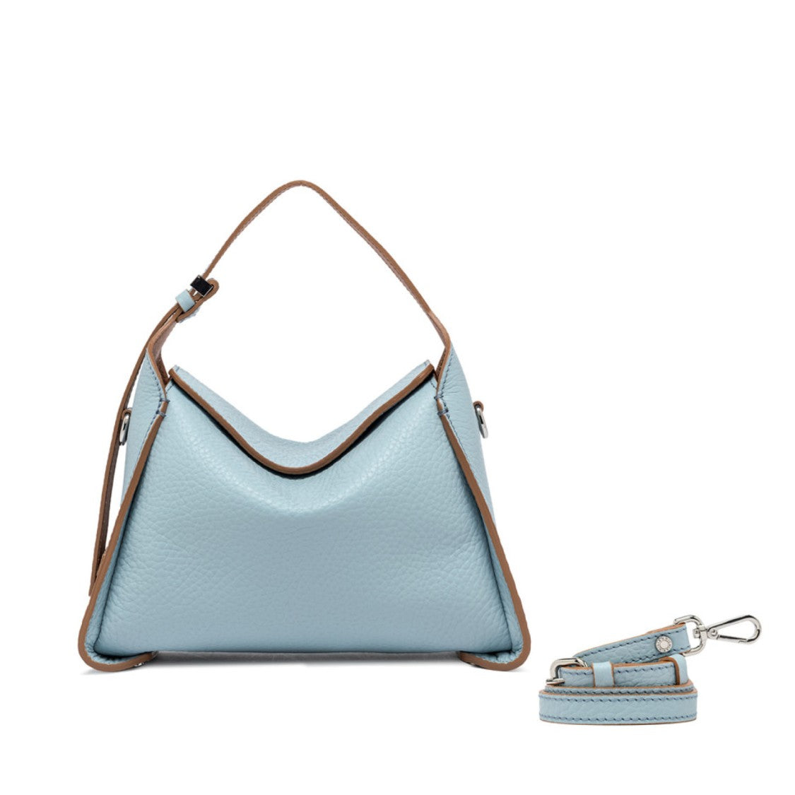 Gianni Chiarini Penelope Handbag In Double Leather Light Blue