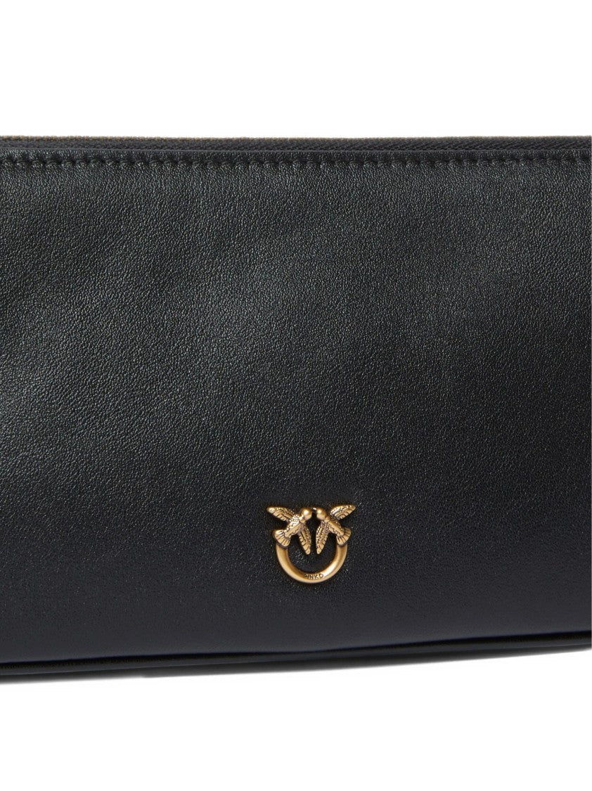 Pinko Structured Handbag With Smooth Black Leather Finish