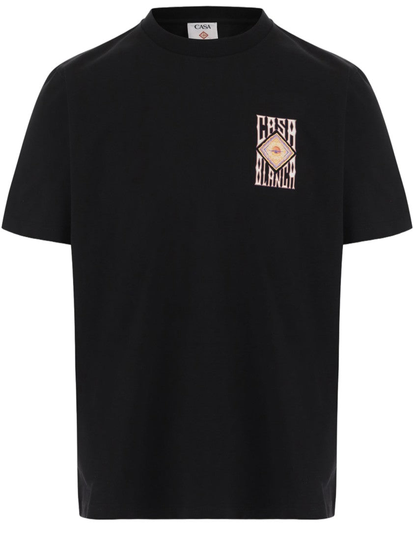 Casablanca Black Graphic Logo Print Organic Cotton T-Shirt