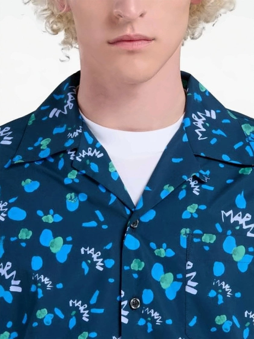 Marni Short-Sleeved Relaxed Fit Shirt With Abstract Pattern