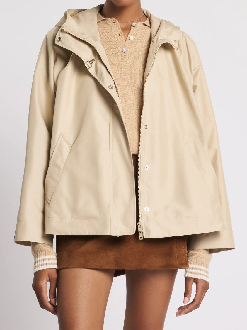 Fay Boxy Cropped High Collar Hooded Jacket