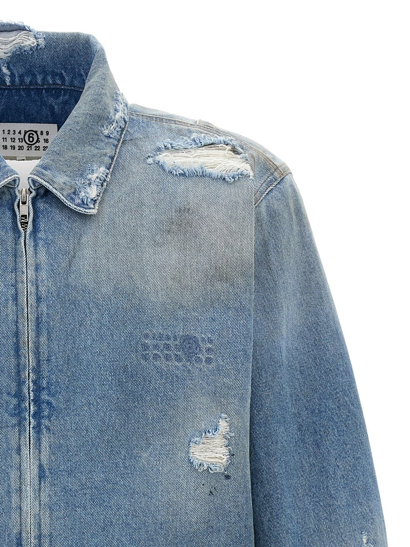 Mm6 By Maison Margiela Denim Jacket With Used Effect