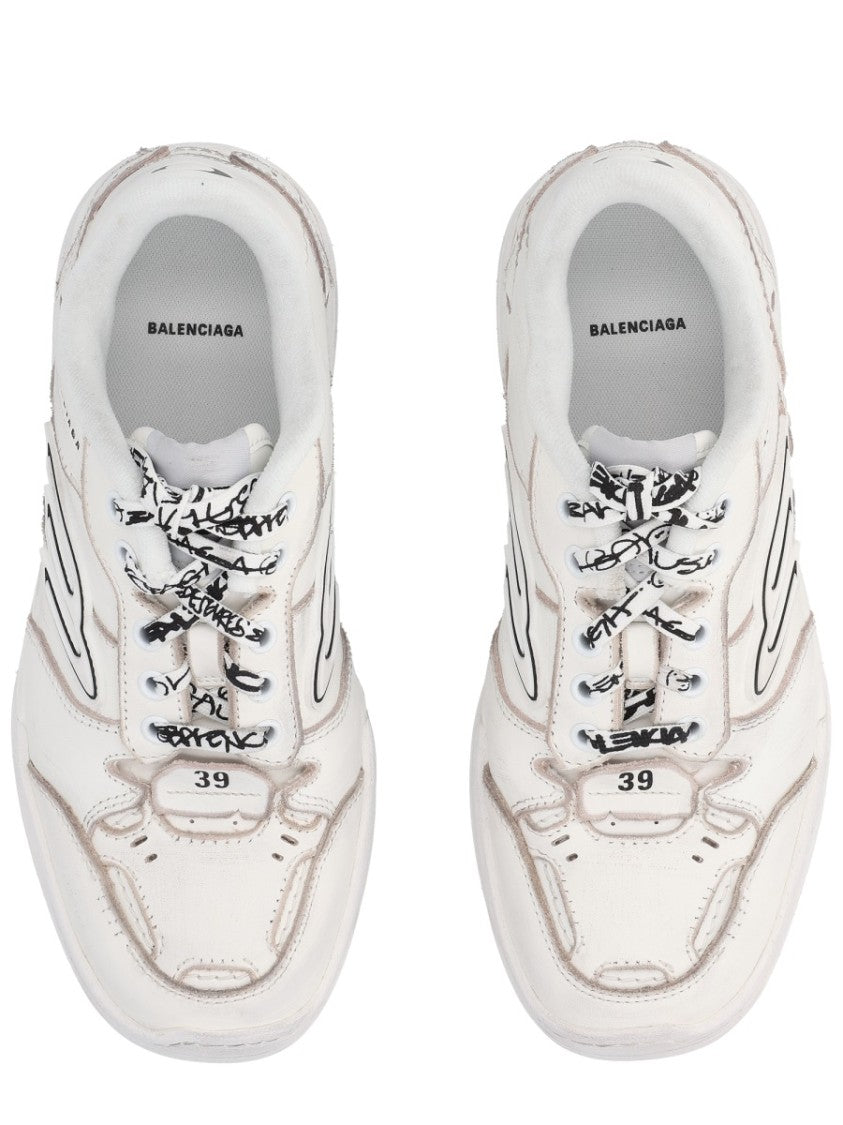 Balenciaga Hamptons Distressed Leather Sneakers
