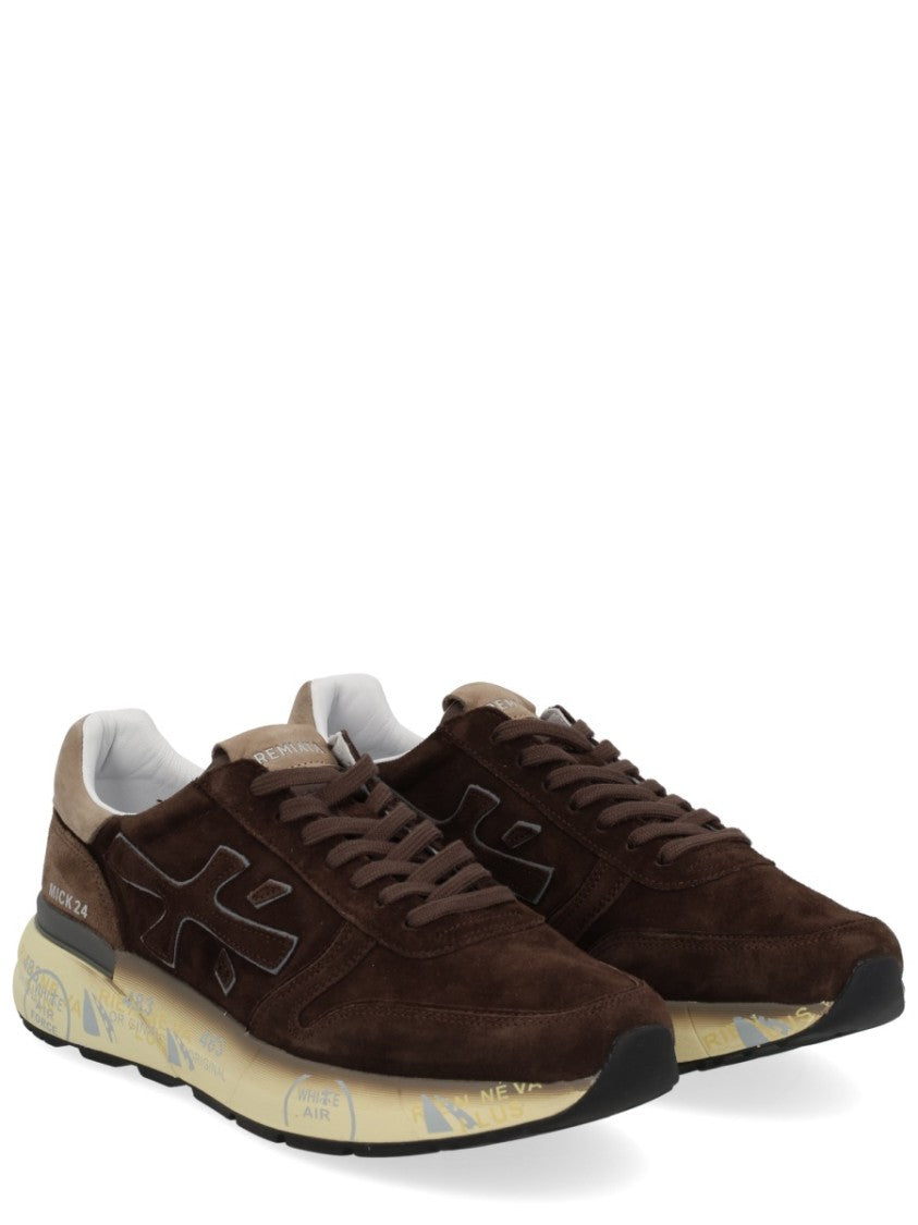 Premiata Brown Suede Sneakers With Graphic Cream Sole