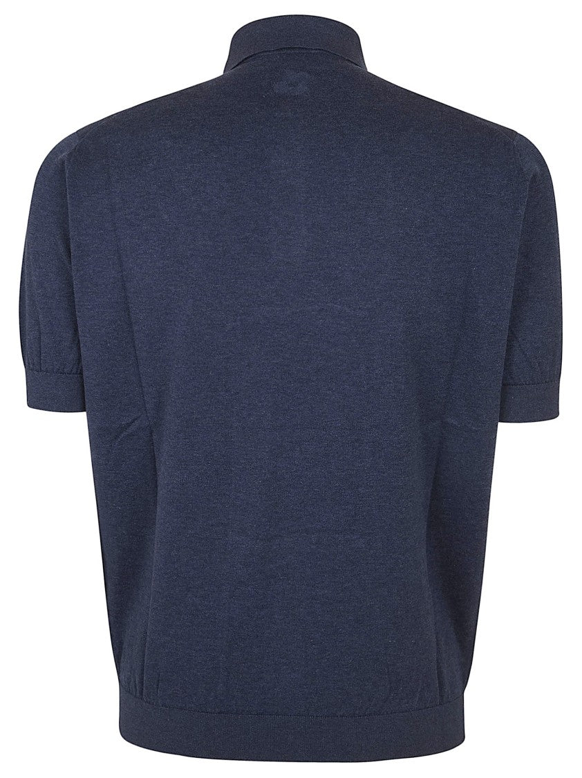 Lardini Short-Sleeve Polo Shirt With Structured Collar And Ribbed Cuffs