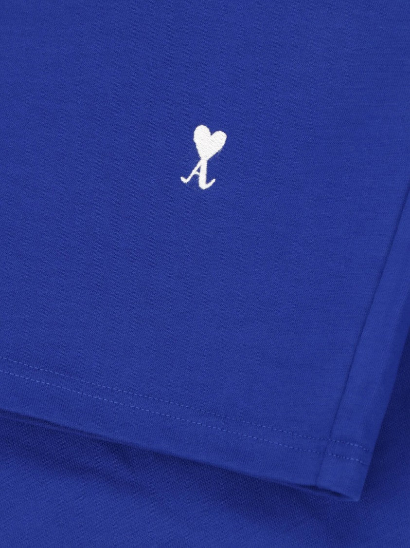Ami Paris Blue Cotton Printed T-Shirt