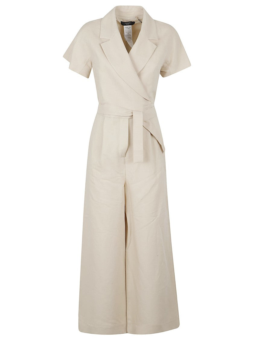 Max Mara Wrap Jumpsuit With Cropped Wide Legs