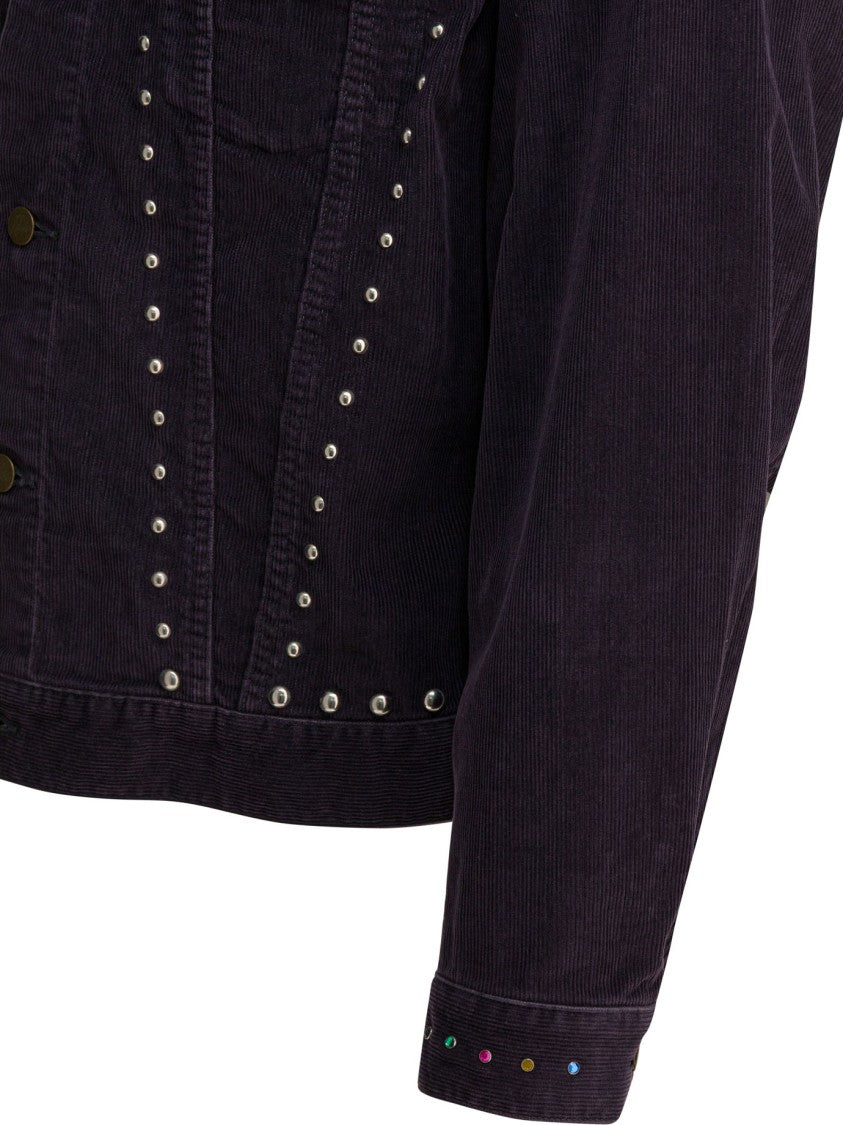 Needles Studded Black Corduroy Jacket With Unique Back Patch