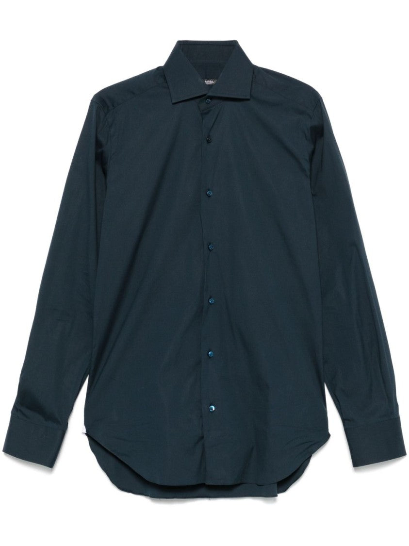 Barba Deep Blue Tailored Shirt With Classic Collar