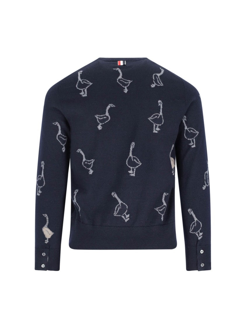 Thom Browne Minimalist Knit Sweater With Ribbed Details