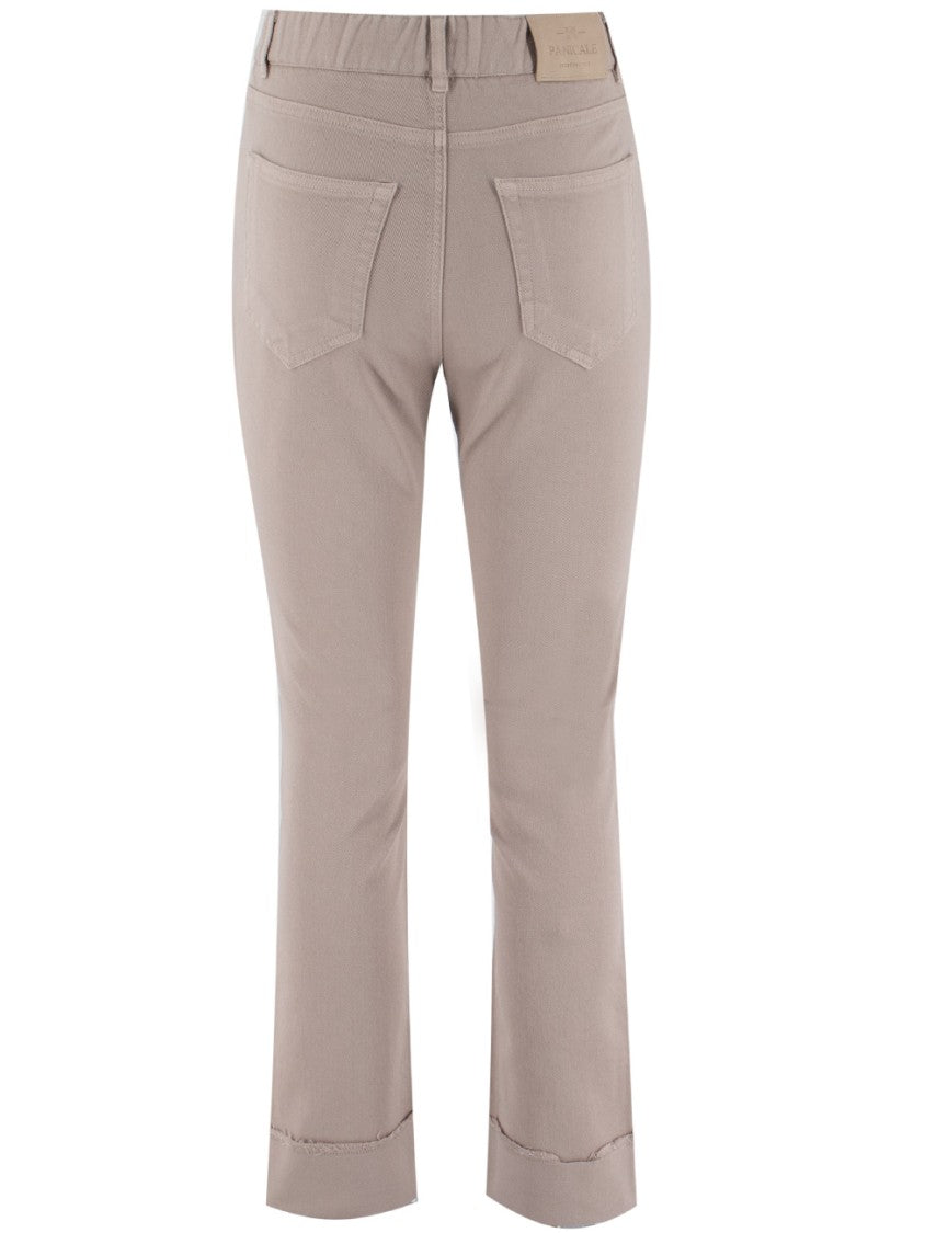 Panicale High-Waisted Champagne Trousers With Jewel Turn-Ups