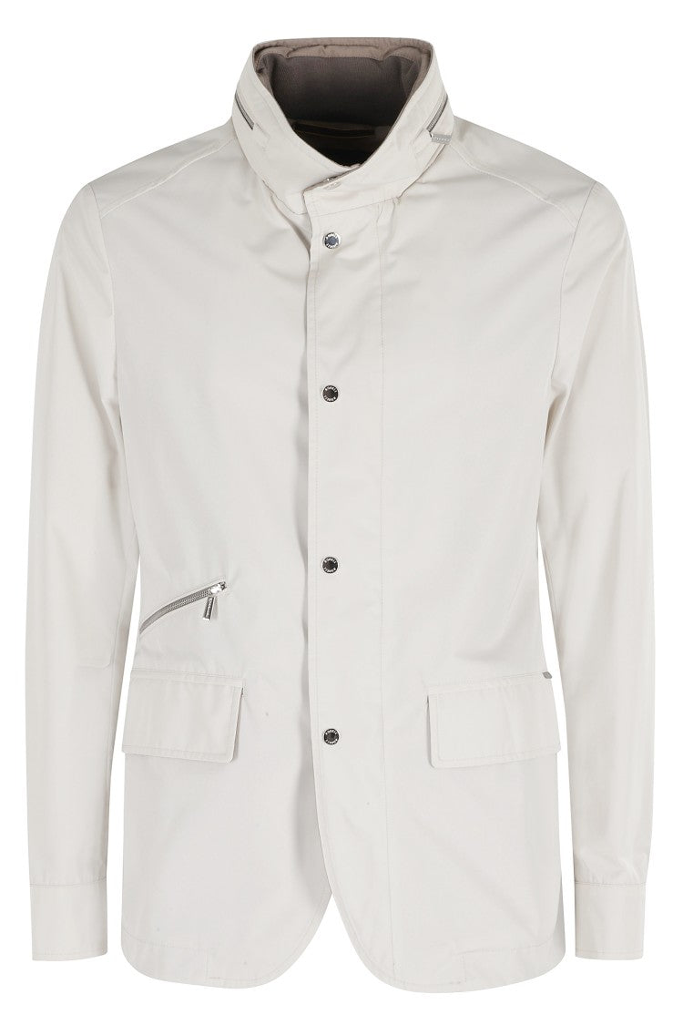 Moorer Ivory Sten At Concealed-Hood Polyester Jacket