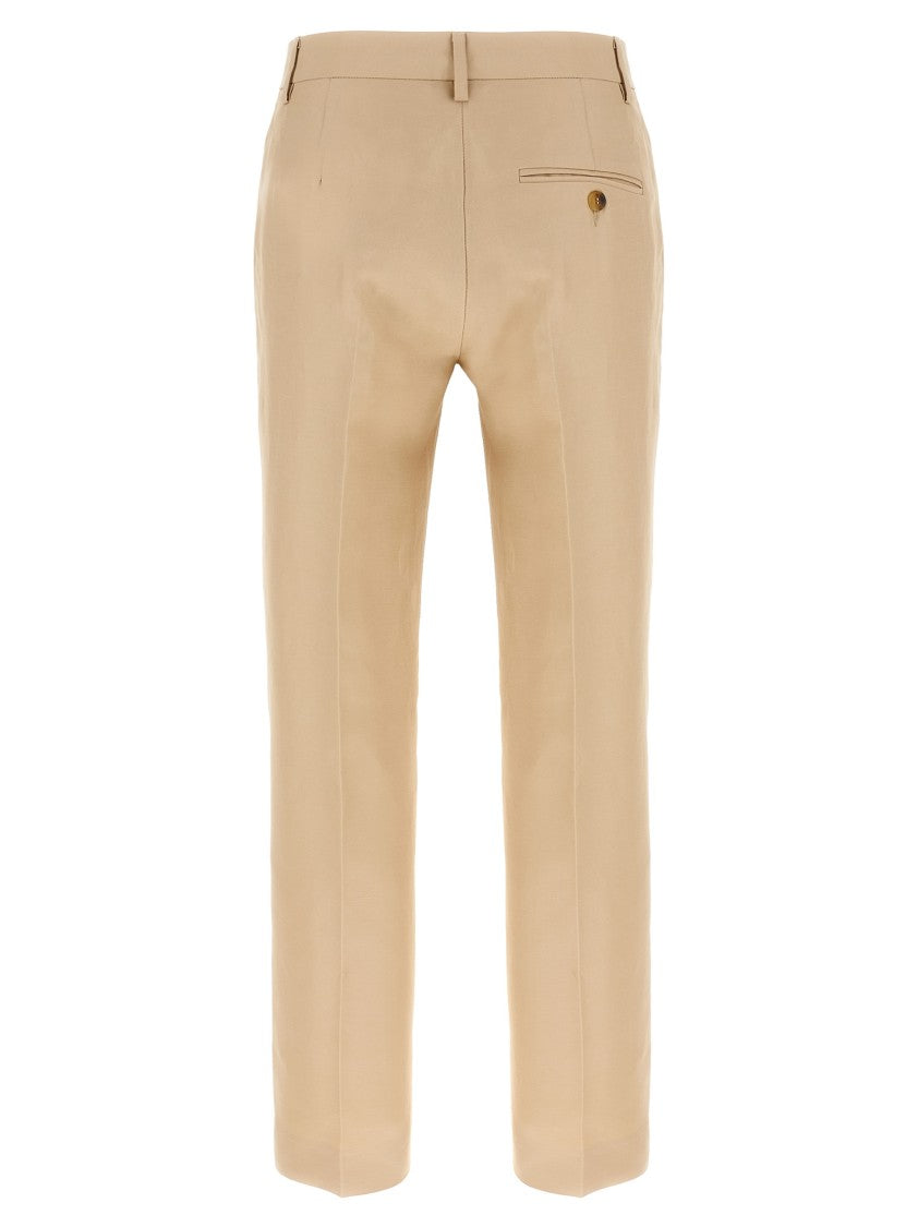 Alberto Biani Linen Blend Chinos With Front Pleat
