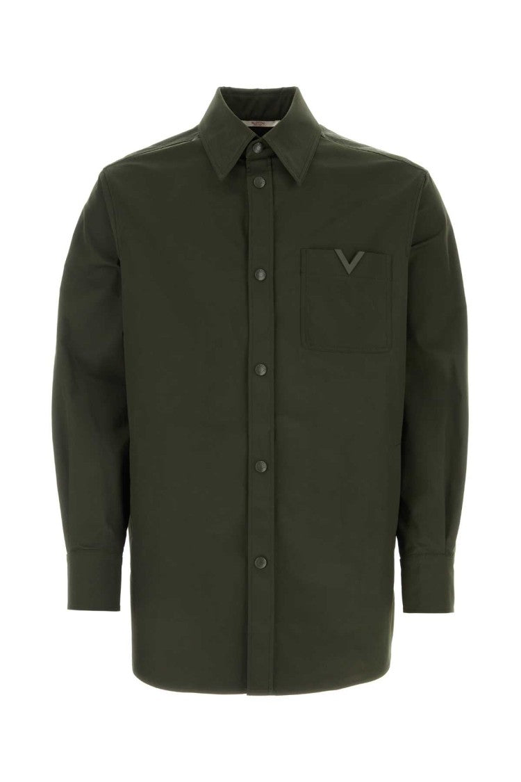 Valentino Garavani Olive Green Stretch Polyester Shirt