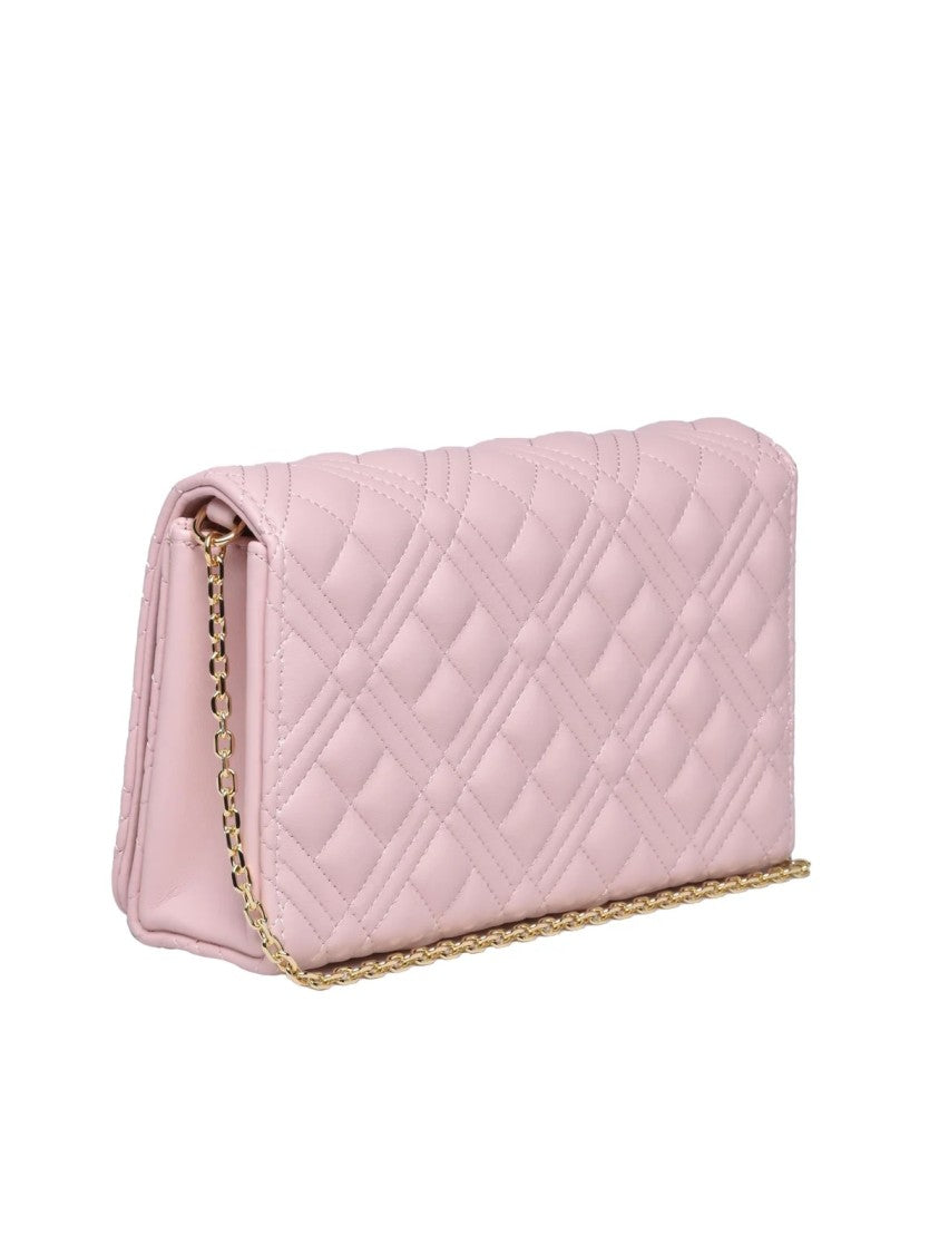 Love Moschino Quilted Pink Love Moschino Crossbody Bag With Card Holder