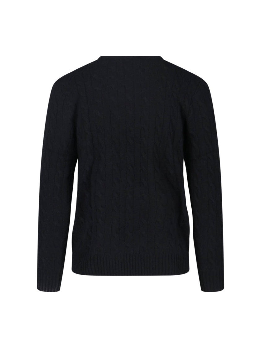 Polo Ralph Lauren Classic Black Cable-Knit Sweater With Subtle Logo