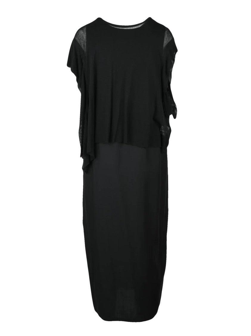 Yohji Yamamoto Black Layered Cupro Tunic Dress